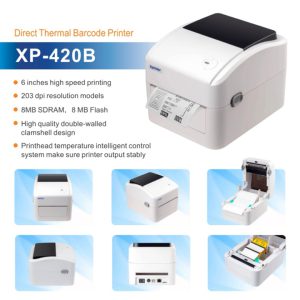 Máy in tem nhiệt mã vạch Xprinter XP420B khổ A6 K110mm